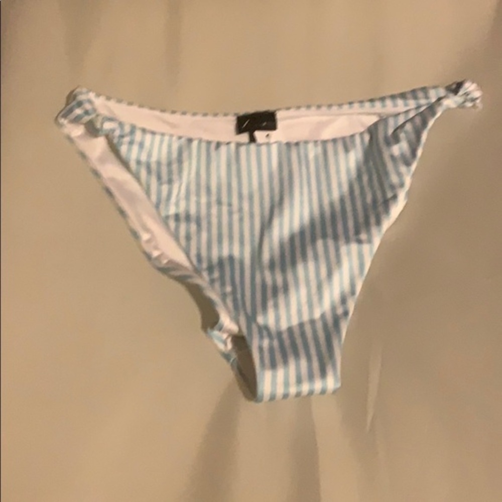 LA hearts blue and white striped bikini